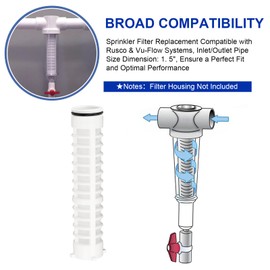 1-1/2" 60 Mesh Spin-Down Replacement Filter for Rusco & Vu-Flow Filtration System, Fs-1-12-60 Irrigation Drinking Water Agriculture and Industrial, Spin Down Sediment Filter, Sprinkler Water Filter