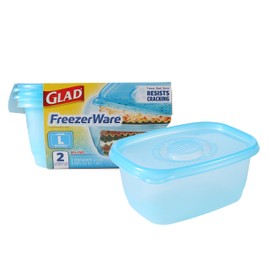 Gladware Freezerware Food Storage Containers, Large Rectangle Holds 64 Ounces of Food, 2 Count Set | Tupperware, Plastic Food Container, Meal Prep Container, Plastic Containers with Lids
