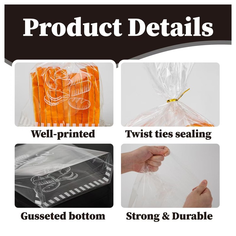 Lesibag 100Pcs 11"x 14" Bottom Gusset Bread Loaf Bags with