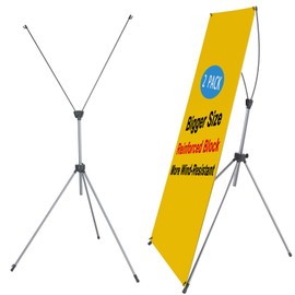 X Banner Stand, Banners & Signs Customize for Business - 23" X 63" to 32" X 78" Adjustable Banner Holder - Portable Retractable Banner with Bag - Customize Banner for Trade Show & Display, Pack of 2