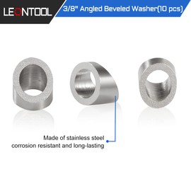 LEONTOOL 30 Degree Washers 3/8 Inch 10 Pcs Angle Beveled Washer for 1/8 Inch to 3/16 Inch Wire Rope Cable Application Wooden Metal Aluminum Post DIY Railing