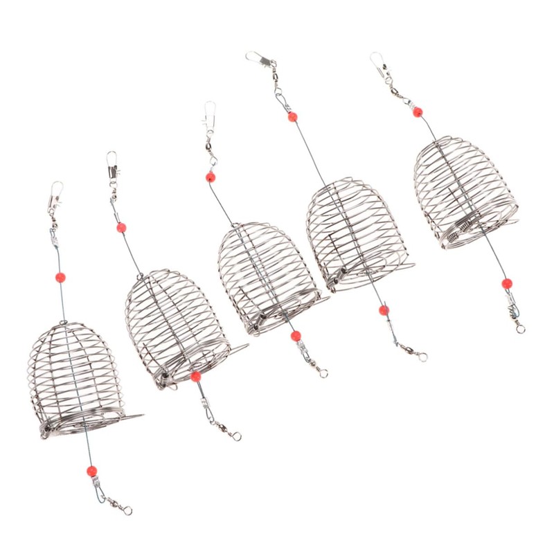 Kisangel 2sets Stainless Steel Lure Cage Bait Trap Fishing Trap