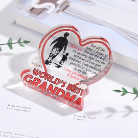 Grandma Acrylic Plaque Gifts Christmas Grandma Gifts from Grandson, Xmas Stocking Stuffers Nana Grandmother New Grandma And Grandson Gifts, Grandma Birthday Gifts from Grandkids Decoration Signs