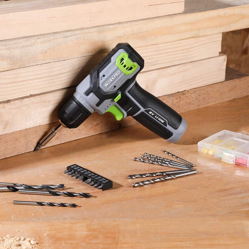 WORKPRO 8V Cordless Drill Driver Kit with 53pcs Bit Set,