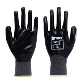 Nitrex 250FC Work Gloves - General Handling Safety Gloves - Resistant to Abrasions, Cuts, Tears, and Punctures - Full Nitrile Coating for Mechanical and Industrial Protection - 10 Pairs - Size 10