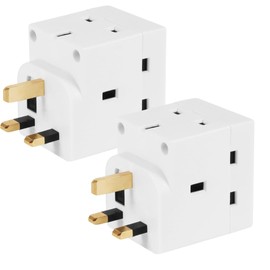 SHPELEC SHPELEC® 13A 3-Way Fused Adaptor - Heavy Duty Triple Plug Outlet Converter with Built-in Surge Protection - Safe & Reliable Power Splitter for Home, Office, and Travel (2 Pack)
