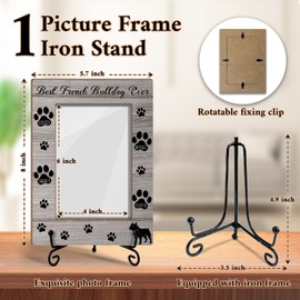 BSNZZIO French Bulldog Photo Frame, Dog Memorial Gifts For Women Friend Coworker, Fit 4x6 Picture Frame With Stand Home Desk Decor Tabletop Display, Dog Paw -Txk75