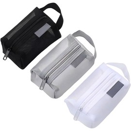 Finyoffiy 3pcs Portable Square Mesh Storage Bag,Zippered Mesh Cosmetic Bag,Small Square Mesh Coin Purse Travel Storage Carry Pouch (3pcs)