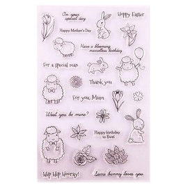 Arrietty Easter Day Mother Day Birthday Clear Stamps for Card Making or Journals, Bunny Rabbit Sheep Rubber Stamps for Journals Scrapbooking Album Decoration