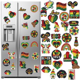Lingvee 24 Pcs Juneteenth Day Diamond Art Refrigerator Magnet Sticker Magnetic DIY Diamond Art Kits Juneteenth Kwanzaa Rasta Jamaican African Hippie Kente Decor for Fridge Whiteboard Car