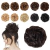 Curly Wavy Messy Bun Hair Pieces, Synthetic Wavy Extension Ponytail