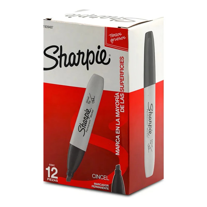 Marcadores Sharpie Punta Gruesa Cincel Chisel Negro Con 12