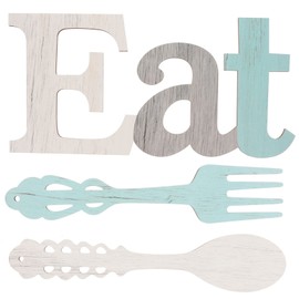 MAGICLULU 3Pcs Rustic Fork and Spoon Wall Decor Kitchen Signs with Eat Lettering Stylish Kitchen Decoration for Dining Rooms Restaurants and Homes