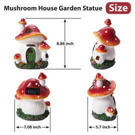 FowaBay Mushroom House Garden Statue Outdoor, Solar Light Mushroom House Garden Figurines for Lawn, Balcony, Yard Decoration, Outdoor Garden Decoration