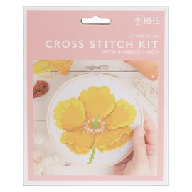 RHS The Royal Horticultural Society Cross Stitch Kit, Hypericum Design, 14cm Embroidery Kits for Adults, Cross Stitch Kits for Adults Beginners, Gift Idea, with Embroidery Patterns, Embroidery Set