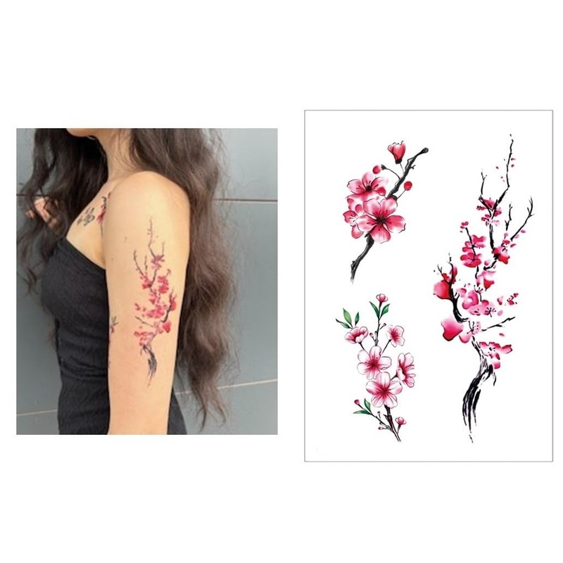HB744X Cp03 Temporary Japanese Cherry Blossom Tattoo Butterfly Tattoo Fake