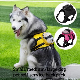 LAROTSUBA Dog Harness Backpack,Backpack Dog Harness with Litter Bag Exit,Adjustable Pets Self Carrier Bag for Small Medium Dogs Travel Hiking Daily Walking(Pink,L)