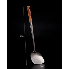 FJNATINH Wok Spatula - 17 Inch Stainless Steel Wok Turner for Cast Iron Skillet