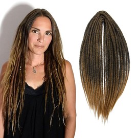 Dsoar MT1B/27# Thin 0.6 cm Long Double-Ended Synthetic Dreadlock Extensions, 50 cm, 10 Strands, Crochet Hair, Long Crochet Braids, Hip-Hop Style Soft Dreads, Hair Extensions, MT1B/27#