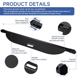 FARBIN Trunk Cargo Cover for Toyota RAV4 2013 2014 2015 2016 2017 2018, Retractable Trunk Cover Waterproof Security Shield Privacy Shade (for 2013-2018 Toyota RAV4 Canvas)