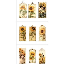 Jamie's bargain store Sunflowers   Tags Junk Journals Scrapbook Embellishments USA