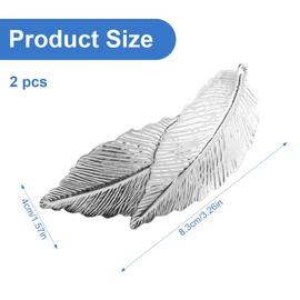 EIHI 2 Pack Vintage Leaf Hair Clips, Silver Metallic Hair Clips, Elegant Leaf Hair Clips for Women, Hair Clips for Women and Girls