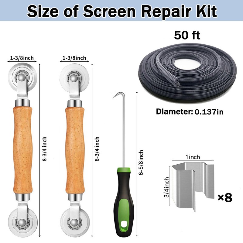 King&Charles Window Screen Door Repair/Replacement Kit, Include Black Screen Mesh