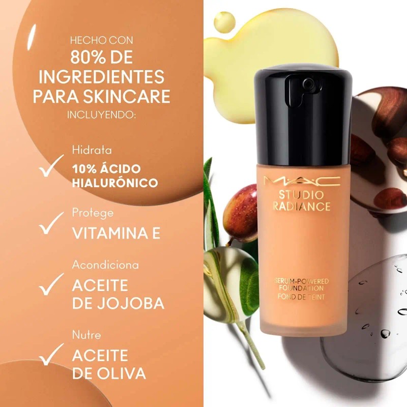 Base Sérum MAC Studio Radiance Serum-Powered NC12 Luminoso Hidratante 30ml