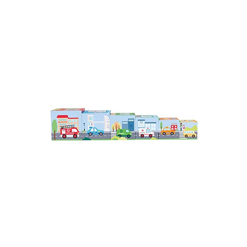 Lelin Toys L10339 Stacking Cube with 6 Vehicles