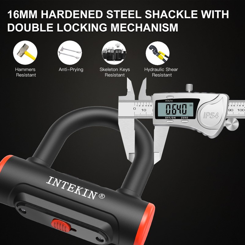 INTEKIN Motorcycle Lock 3.3FT/100cm Bicycle Chain Locks 8mm/10mm Thick Bike