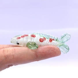 Sansukjai Japan Carp Koi Fish Tiny Figurines Animals Hand Blown Glass Art Collectible Gift Home Décor (Green Red)