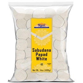 Rani Sabudana (Sago) Papad White 14oz (400g) ~ All Natural, No Preservatives | Vegan | Gluten Friendly | NON-GMO | Indian Origin