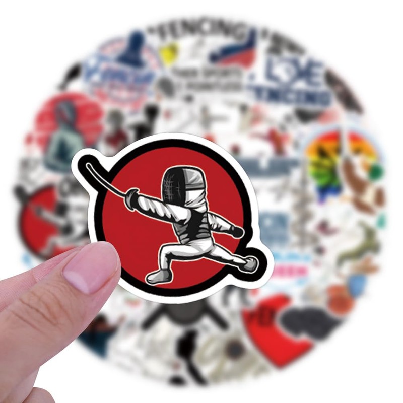 55Pcs Fencing Stickers，Waterproof Vinyl for Water Bottles Laptop Luggage Scrapbooking