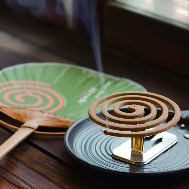 紀陽除虫菊 夕顔蚊とり線香30巻 (安全線香皿付き/防除用医薬部外品) 虫除け対策 (国産天然成分)アウトドア キャンプ ベランダ 防虫 殺虫