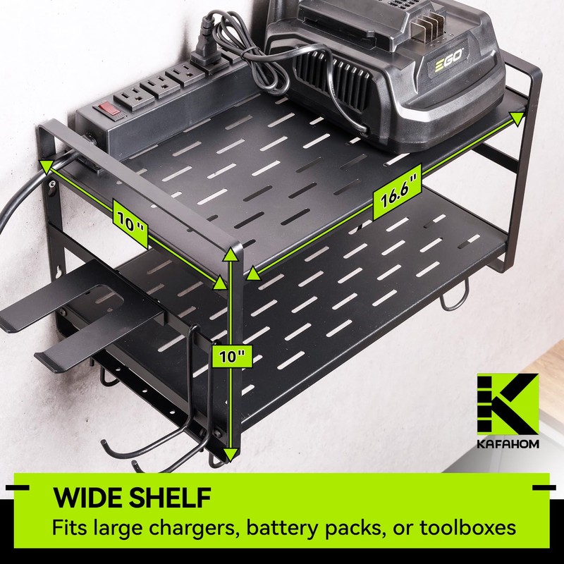 KAFAHOM Leaf Blower and Weed Eater Rack with Charging Station,