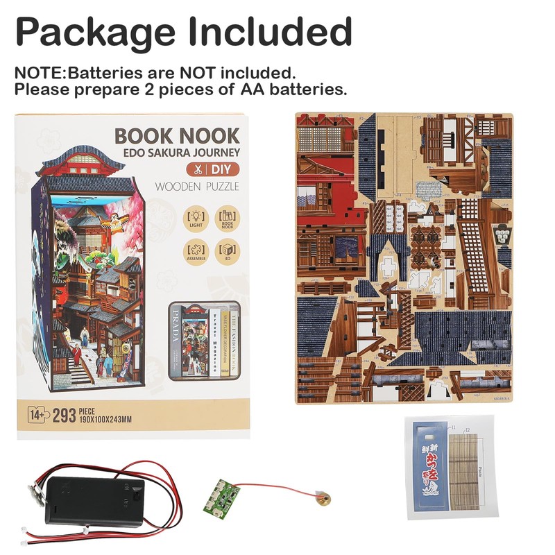 Edo Sakura Journey 3D Wooden Book Nook DIY Kit with