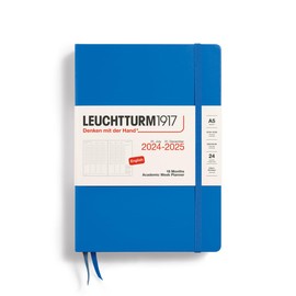 LEUCHTTURM1917 370729 Academic Week Planner Medium (A5) 2025, 18 months (07.2024-12.2025), Hardcover, Sky, English
