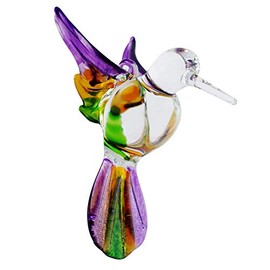 Crystal Castle Glass Hummingbird Figurine Ornament. Hand Blown Hanging Suncatcher Collectable Multi-Colors.