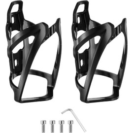 Liyquint Durable 2-Pack Bike Water Bottle Holders with Screws Tool, Lightweight Bicycle Cup Holders for Road & MTB Bikes (Black)