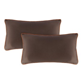 Namaste Trends Velvet Decorative Pillow Cushion Covers Pack of 2 for Couch (2, Coffee Base & Rust Piping, 12 x 20 inches)