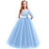 IBTOM CASTLE Girls 3/4 Sleeve Tulle Lace Flower Party Dress