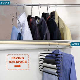 Multi Tier Swing Arm Pants Hanger | Space Saving Clothing Hangers with Foam Padding and Removable Arms | Alloy Steel Construction for Durability (2, 8 Tier)