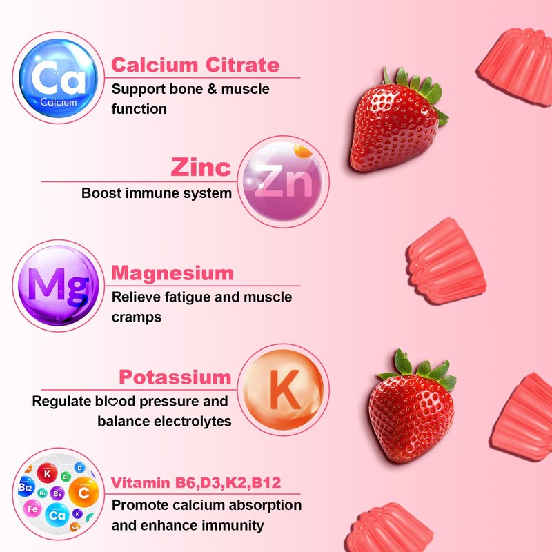 Calcium Citrate Gummies - Chewable Calcium Gummies for Bone, Muscle,