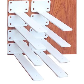 8 Pack - 8 inch White Hidden L Shelf Bracket (1/5 Inch Thicked) Iron Floating Shelf Brackets Rustic Industrial Metal Brackets for Shelf Support