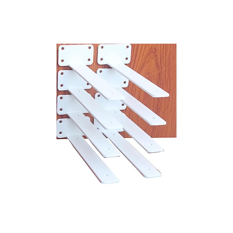 8 Pack - 8 inch White Hidden L Shelf Bracket