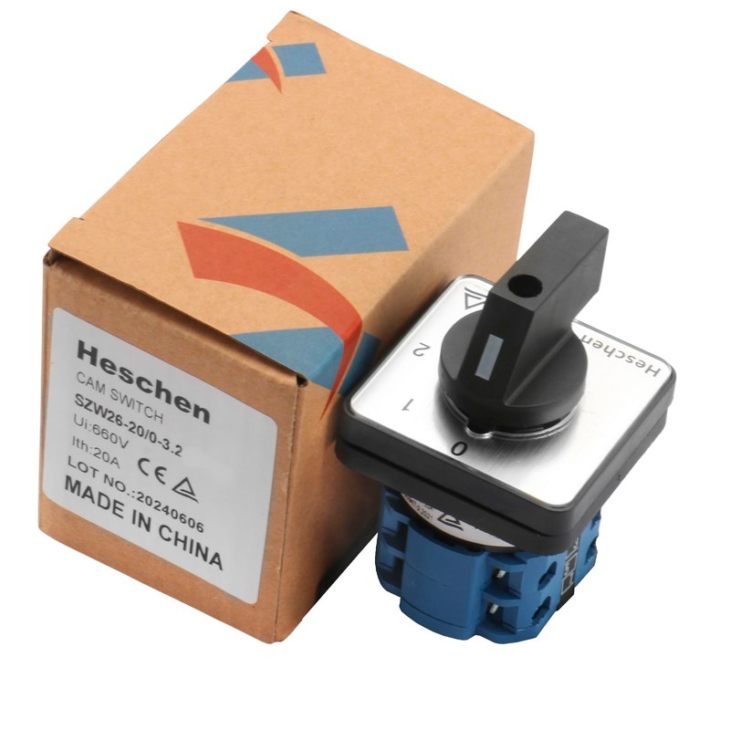 Heschen Universal Rotary Cam Selector Change Overswitch, SZW26-20/0-3.2, 660V 20A,