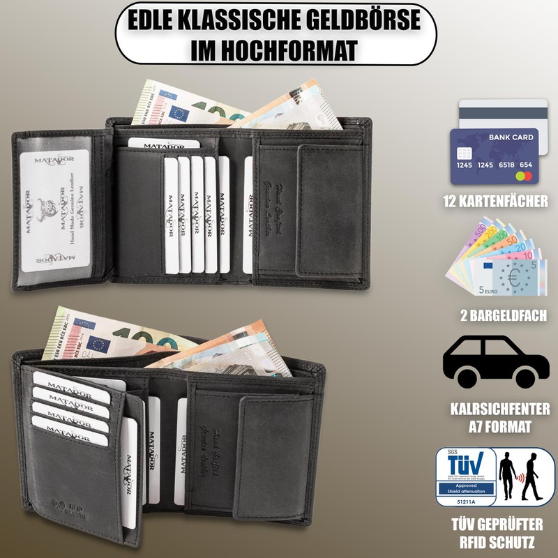 MATADOR 6402 Men's Unisex Wallet Women, carbon black, Classic