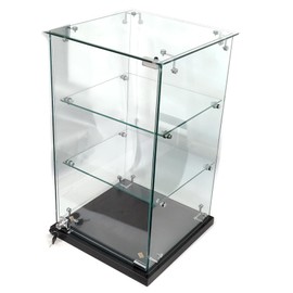 Frameless Counter Top Glass Showcase, Display Case with Lock & 10.75" Shelves: 24" H x 13" L , 1 Unit