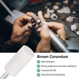 M METERXITY 10-Pack Abrasive Mounted Stone Grinding Bits, 1/4 IN(6mm) Shank Aluminum Oxide Polishing Sanding Drill Bit for Rotary Tools, 0.63IN(16mm) Dia 80 Grits Cylinder [White]