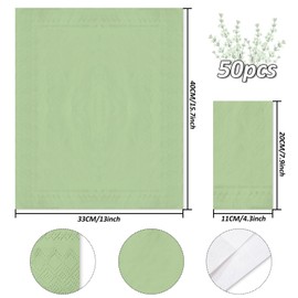JarThenaAMCS 50Pcs Sage Green Guest Napkins Green Disposable Paper Napkins Dinner Hand Napkin Towel Dessert Beverage Napkins for Wedding Bride Baby Shower One Lucky Duck Party Supplies